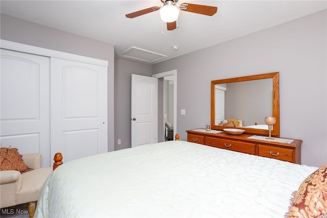 3413 Stillwood Blvd, Stow, OH 44224 - bedroom with a closet and ceiling fan