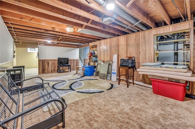 26601 Leslie Ave, Euclid, OH 44132 - basement featuring wood walls and carpet
