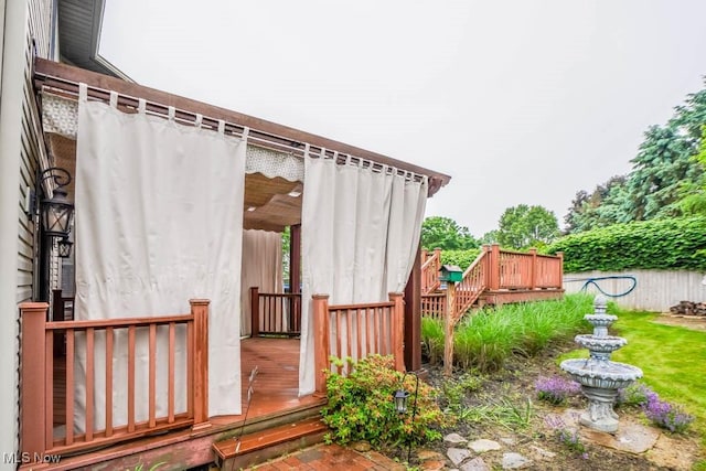 2410 Rohrer St NW, North Canton, OH 44720 - view of yard with a wooden deck and stairs