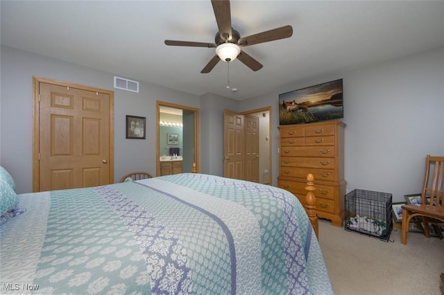 1441 Shaw Ave Unit A, Niles, OH 44446 - bedroom featuring carpet flooring, a ceiling fan, and connected bathroom