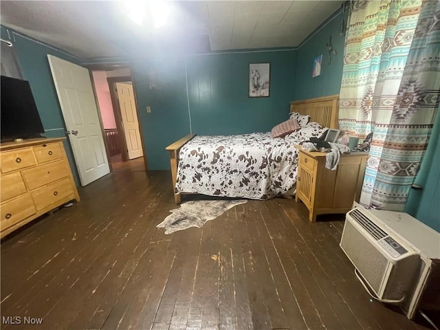 2743 Cow Creek Rd, Saint Marys, WV 26170 - bedroom with dark wood finished floors and a wall mounted AC