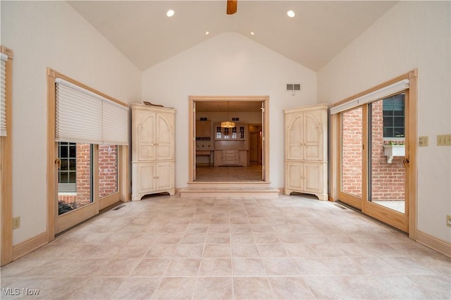 4219 Olde Charted Trl, Poland, OH 44514 - hall featuring high vaulted ceiling, recessed lighting, and light tile patterned floors