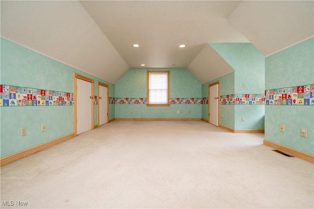 4219 Olde Charted Trl, Poland, OH 44514 - bonus room featuring vaulted ceiling, carpet, baseboards, and recessed lighting