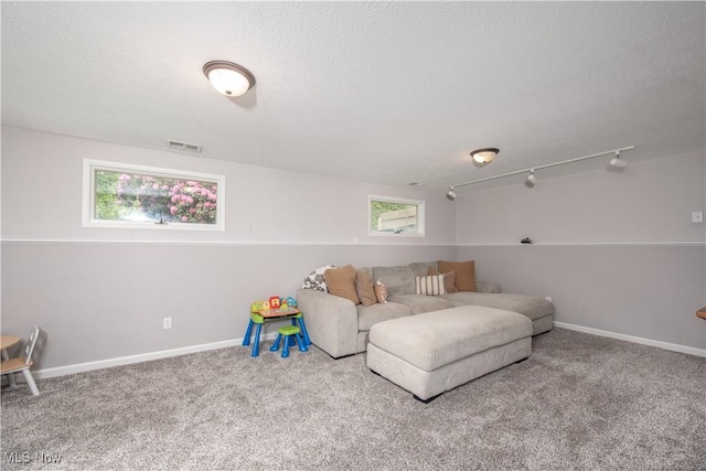 488 Spaulding Dr, Kent, OH 44240 - carpeted living room featuring healthy amount of natural light, a textured ceiling, and baseboards