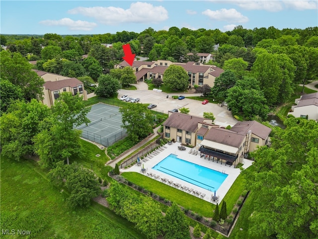 186 Court Dr Unit 201, Fairlawn, OH 44333 - aerial view of a pool area