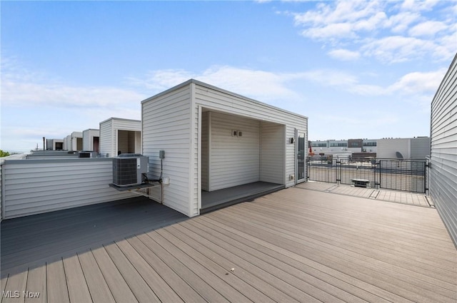 1257 W 75th St Unit D1257, Cleveland, OH 44102 - wooden terrace with central AC unit