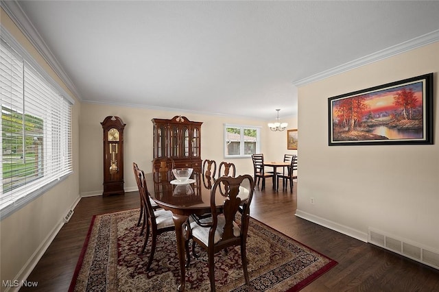 7278 Barton Hill Dr, Parma, OH 44129 - dining space with a chandelier, wood finished floors, ornamental molding, and baseboards