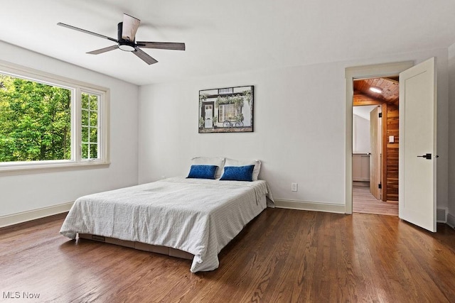 21262 S Woodland Rd, Shaker Heights, OH 44122 - bedroom featuring wood finished floors, baseboards, and ceiling fan