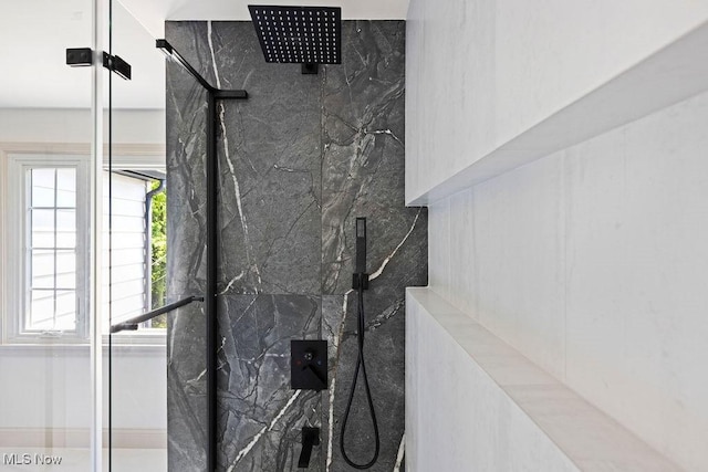 21262 S Woodland Rd, Shaker Heights, OH 44122 - bathroom featuring a marble finish shower
