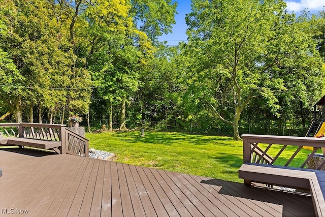 21262 S Woodland Rd, Shaker Heights, OH 44122 - deck with a yard and view of wooded area