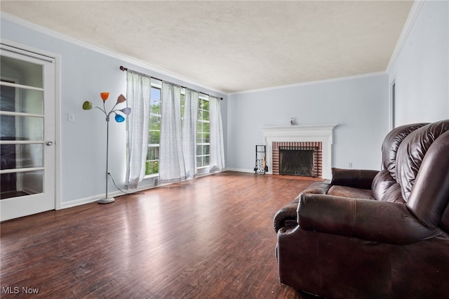 6123 Wilson Mills Rd, Highland Heights, OH 44143 - living room with wood finished floors, ornamental molding, a fireplace, and baseboards