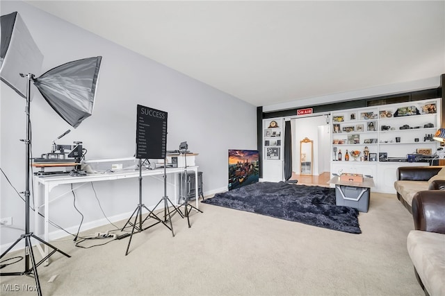 13800 Fairhill Rd Unit 418, Shaker Heights, OH 44120 - carpeted living room featuring baseboards and a desk