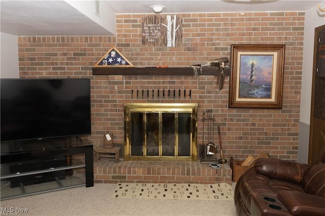 646 Ridgewood Dr, Coshocton, OH 43812 - carpeted living room featuring a fireplace