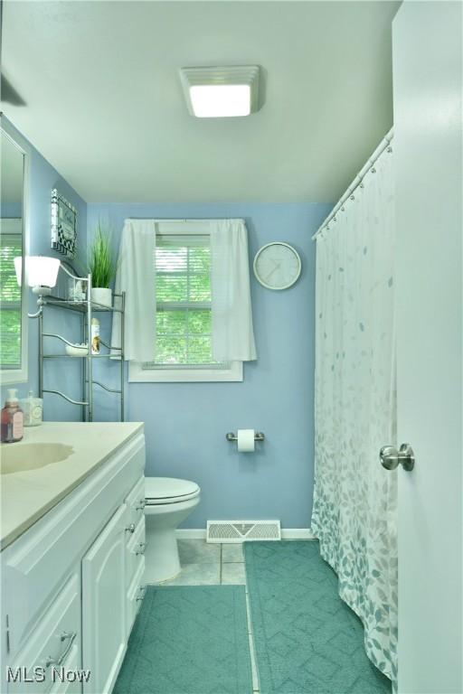 377 Henn Hyde Rd NE, Warren, OH 44484 - full bathroom featuring vanity, toilet, baseboards, and curtained shower