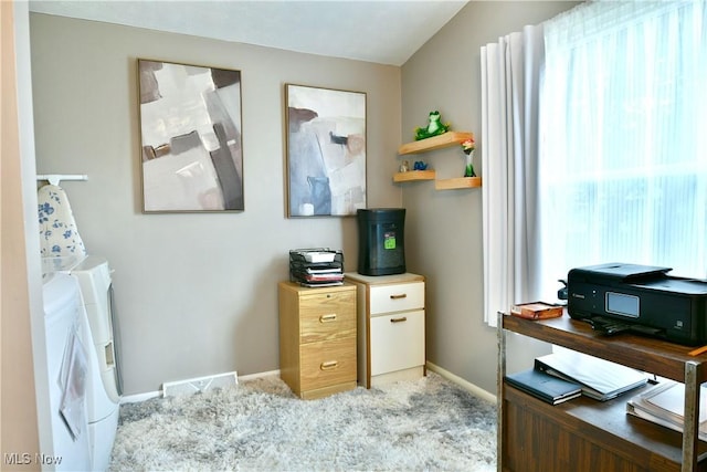 377 Henn Hyde Rd NE, Warren, OH 44484 - office with washer and dryer, baseboards, and light carpet