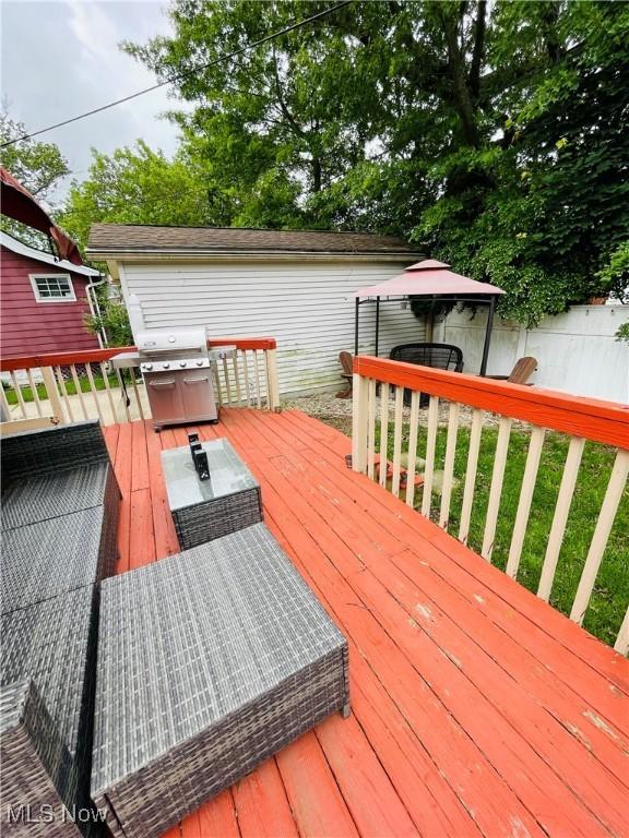 1630 Olivewood Ave, Lakewood, OH 44107 - wooden terrace with a gazebo and area for grilling