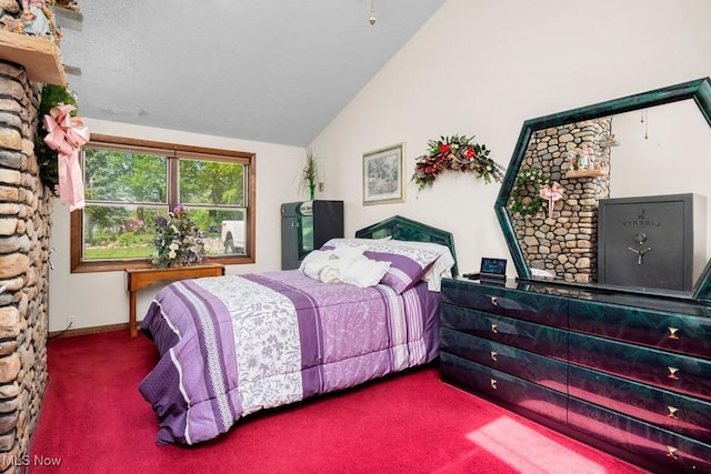10877 Butternut Ridge Rd, Elyria, OH 44035 - bedroom with carpet floors, lofted ceiling, a textured ceiling, and baseboards