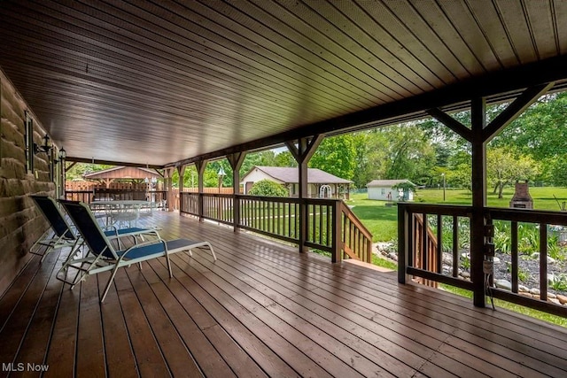 10877 Butternut Ridge Rd, Elyria, OH 44035 - wooden deck with a yard