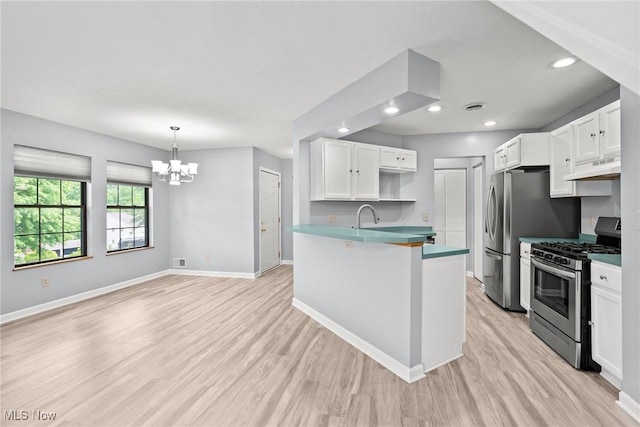 6465 Saint Andrews Dr Unit 6, Canfield, OH 44406 - kitchen featuring appliances with stainless steel finishes, under cabinet range hood, open shelves, white cabinets, and light wood finished floors