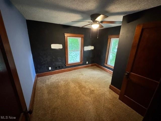 328 Arlington Blvd, Newton Falls, OH 44444 - carpeted empty room featuring healthy amount of natural light, baseboards, a textured ceiling, and ceiling fan