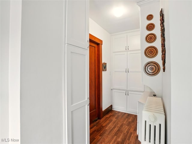 126 W Jefferson St, Jefferson, OH 44047 - hallway featuring dark wood-type flooring and baseboards