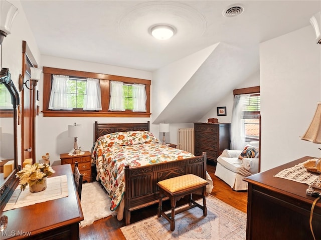 126 W Jefferson St, Jefferson, OH 44047 - bedroom with wood finished floors, multiple windows, and radiator heating unit