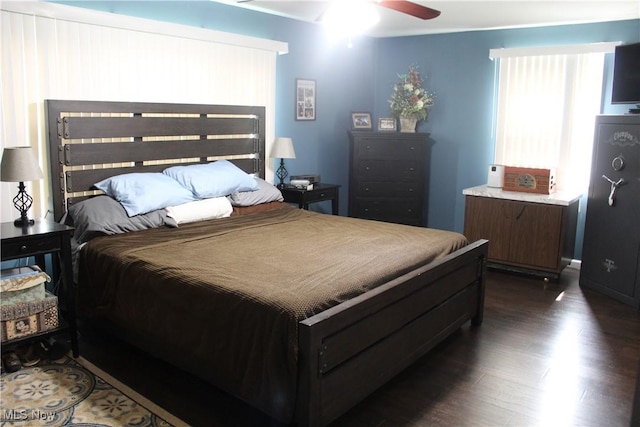 230 Rivercrest Dr, Coshocton, OH 43812 - bedroom featuring dark wood-style flooring and ceiling fan