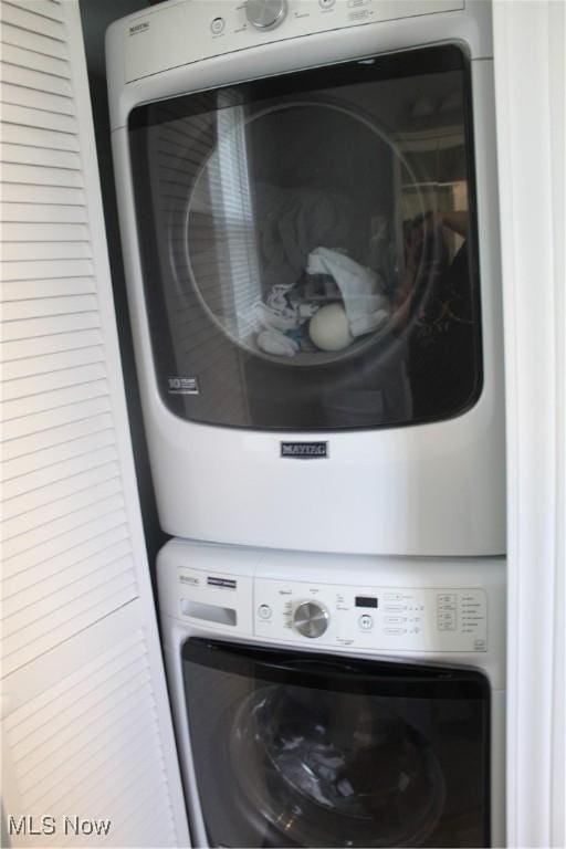 230 Rivercrest Dr, Coshocton, OH 43812 - washroom with stacked washer / dryer