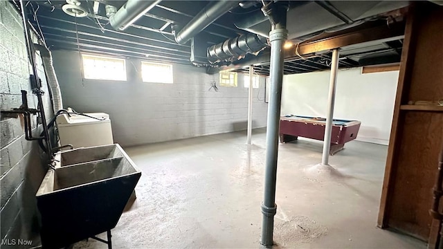 711 E 212th St, Euclid, OH 44119 - basement featuring washer / clothes dryer and a sink
