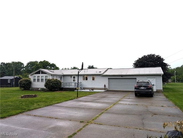 46340 Township Rd Unit 1208, Coshocton, OH 43812 - ranch-style home with a front lawn, a garage, asphalt driveway, and metal roof