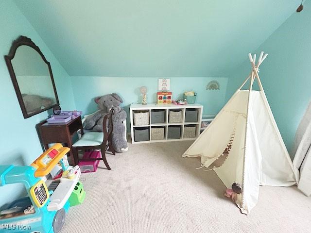 5910 Vore Ridge Rd, Athens, OH 45701 - playroom featuring carpet floors and vaulted ceiling