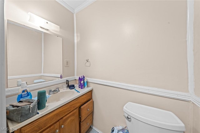 832 Wellman Ave SE, Massillon, OH 44646 - half bathroom with crown molding, vanity, and toilet