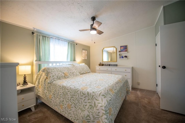 5725 Joleda Dr SW, Canton, OH 44706 - bedroom featuring carpet floors, a textured ceiling, and ceiling fan