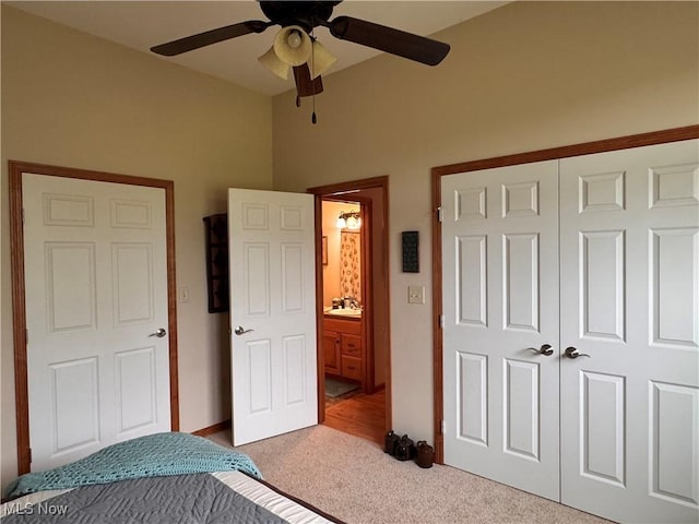 617 Wedgewood Way Unit 617, Millersburg, OH 44654 - bedroom featuring carpet, ceiling fan, a sink, and a closet