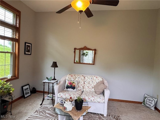 617 Wedgewood Way Unit 617, Millersburg, OH 44654 - living room with healthy amount of natural light, carpet flooring, baseboards, and ceiling fan