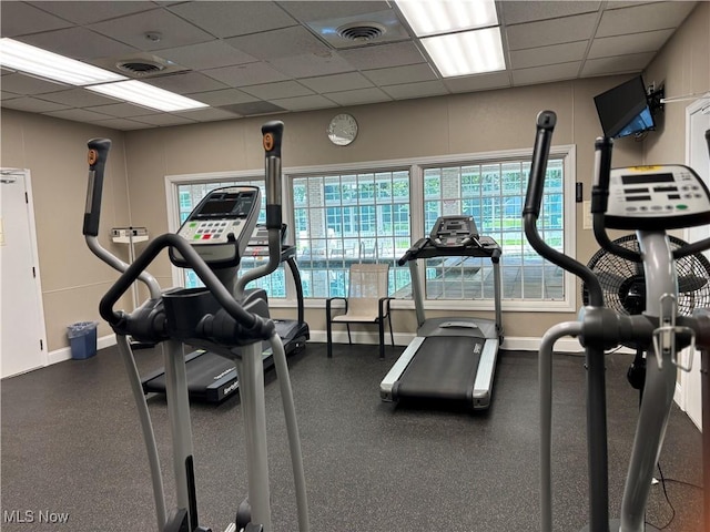 1931 King James Unit 131, Westlake, OH 44145 - exercise room with a drop ceiling and baseboards