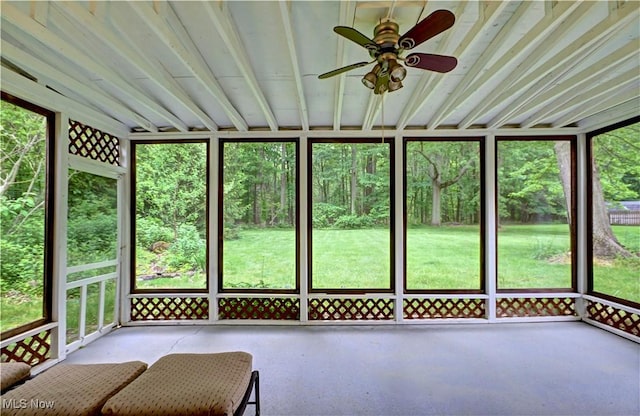 29590 Broxbourne Rd, North Olmsted, OH 44070 - unfurnished sunroom with ceiling fan and plenty of natural light