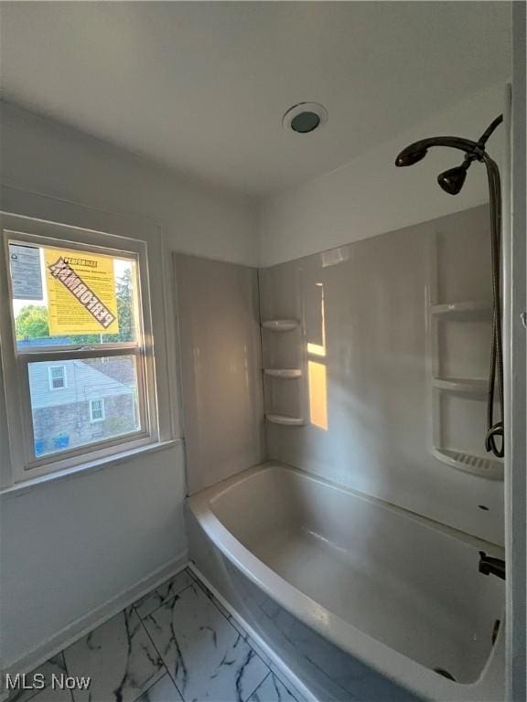 764 Jones St, Hubbard, OH 44425 - full bathroom featuring marble look tile flooring and bathtub / shower combination