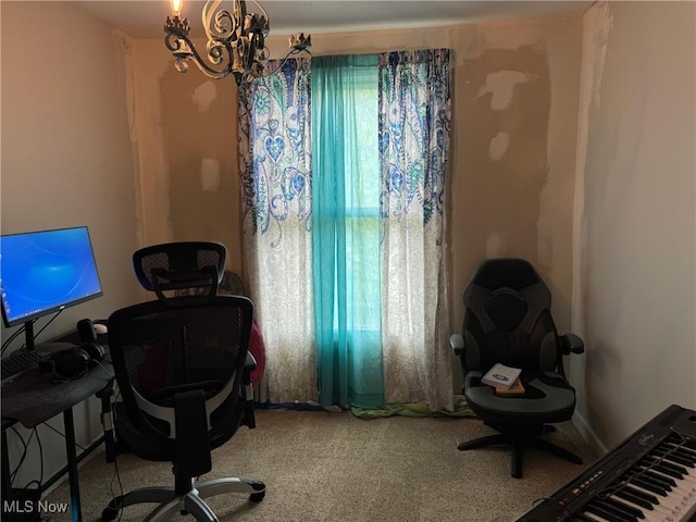 98 Westwood Ave, Akron, OH 44302 - office space featuring a chandelier and carpet floors