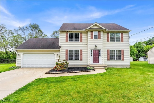 25861 Kennedy Ridge Rd, North Olmsted, OH 44070 - view of front facade with an attached garage, concrete driveway, and a front lawn