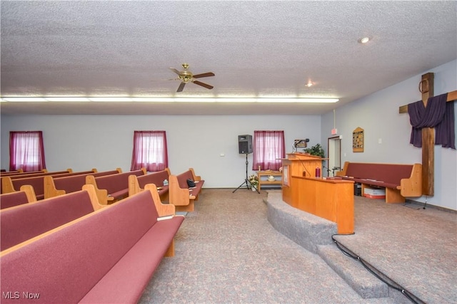 1187 Deforest Rd SE, Warren, OH 44484 - miscellaneous room featuring carpet, a textured ceiling, and a ceiling fan
