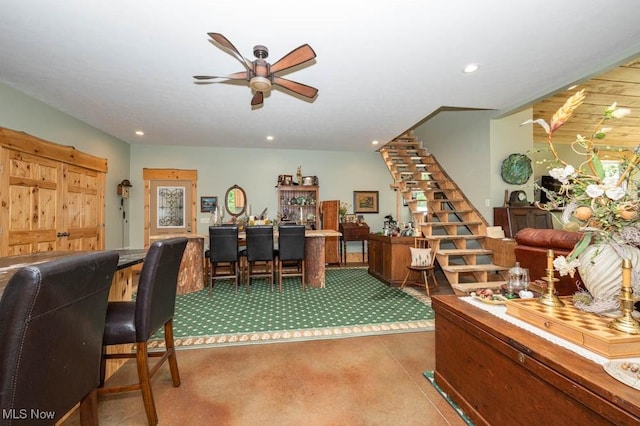 24416 Mountz Rd, Homeworth, OH 44634 - office featuring carpet floors, a ceiling fan, and recessed lighting