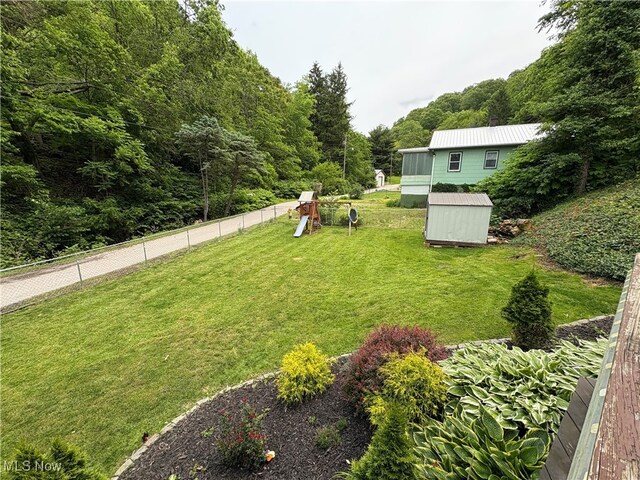 1720 Blosser Ln, Follansbee, WV 26037 - view of yard with a playground and a view of trees