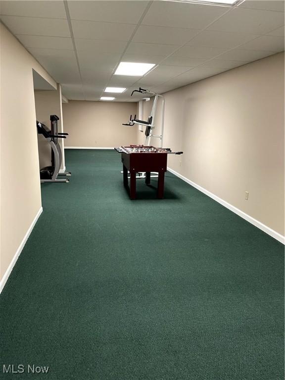 12701 Gordon St, North Royalton, OH 44133 - game room featuring carpet flooring and a paneled ceiling