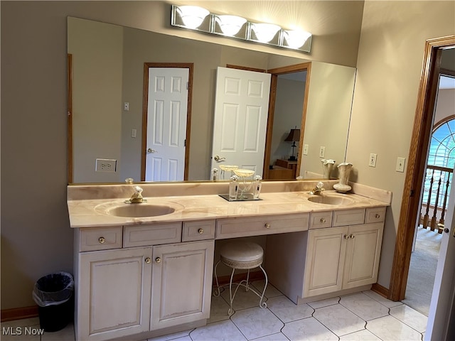 12701 Gordon St, North Royalton, OH 44133 - full bathroom featuring double vanity and tile patterned floors