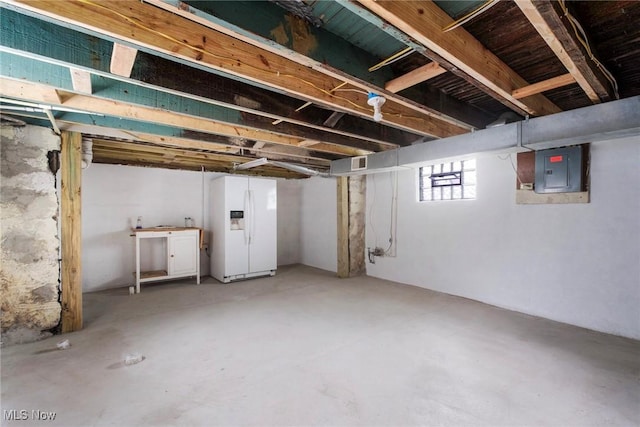90 Frank St, Struthers, OH 44471 - basement with white refrigerator with ice dispenser and electric panel