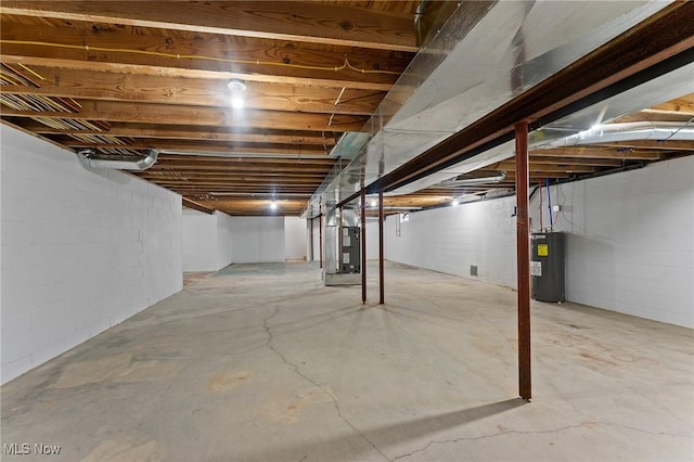 3371 Padanarum Rd, Geneva, OH 44041 - unfinished below grade area featuring heating unit, water heater, and concrete block wall