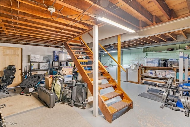 525 Hill Blvd, East Liverpool, OH 43920 - basement with washer and clothes dryer and stairway