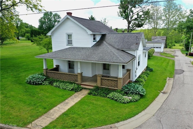 503 S Market St, Shreve, OH 44676 - view of front of property featuring a shingled roof, a porch, and a front lawn