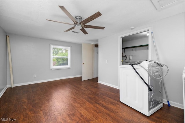348 Elberta Dr, Vermilion, OH 44089 - spare room with washer / dryer, a ceiling fan, wood finished floors, and baseboards